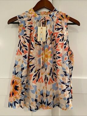 Elan Sleeveless Floral Camisole - Navy, Coral, Light Blue, Yellow